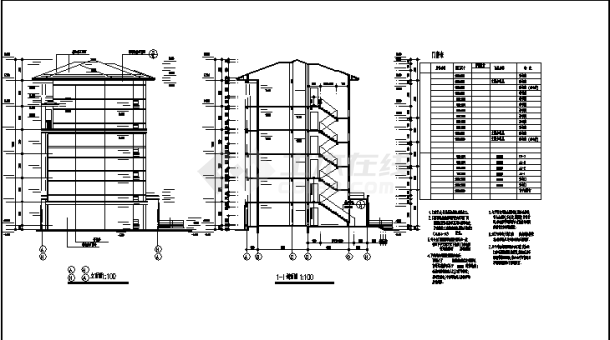 某镇三套六层商住楼建筑设计施工cad图纸（含设计说明）-图一