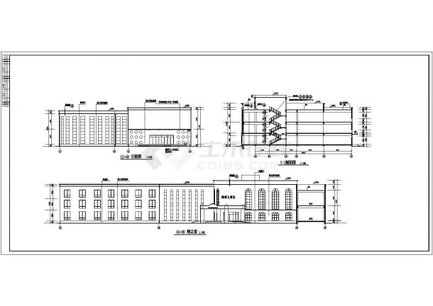 昆明市商业街某7700平米3层钢混框架结构商务大酒店建筑设计CAD图纸-图二