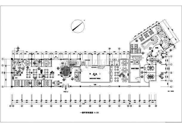 珠海市某800平米2层高档中式餐厅全套装修施工设计CAD图纸-图二