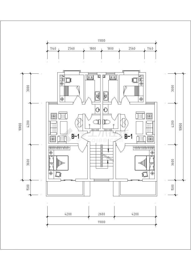 扬州某新建小区60-114平米左右的热门户型设计CAD图纸（7张）-图二