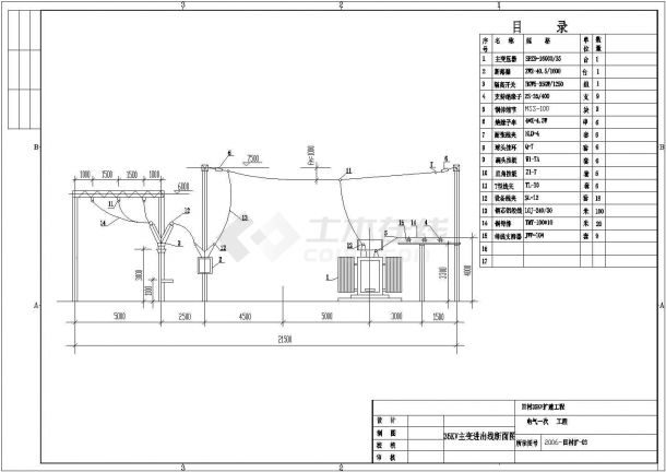 某地35kV变电站全套电气施工设计cad图(含主要设备选择表)-图一