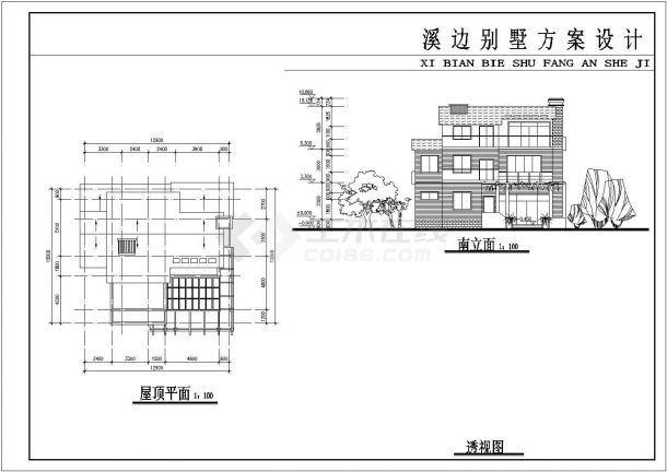 小别墅工程建筑方案设计CAD图纸-图二
