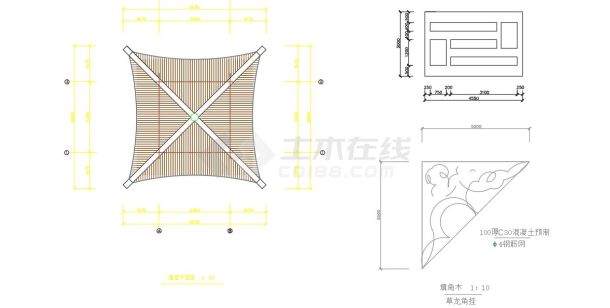 古建四角亭图纸平立剖面CAD布置图-图一