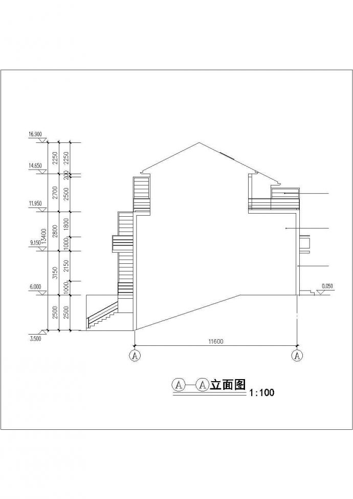 3层框架结构组合式别墅楼平立剖面设计CAD图纸（1楼12户/每户370平米）_图1