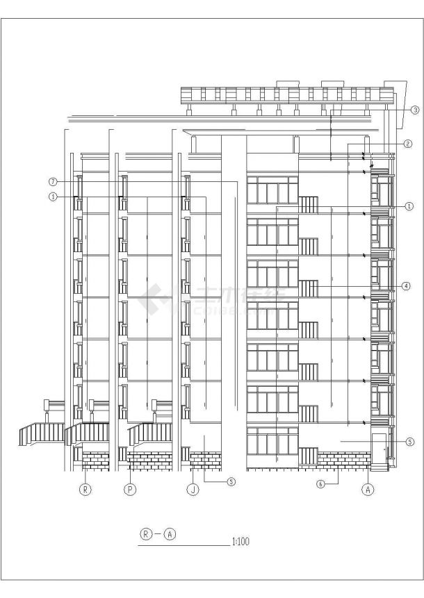 泉州市某小区6400平米7+1层框架结构住宅楼全套建筑设计CAD图纸-图一
