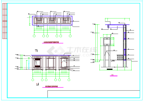 某公交站台结构cad设计图-图一
