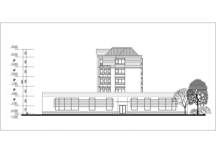 南阳市某小区5100平米6+1层框混结构住宅楼平立剖面设计CAD图纸_图1