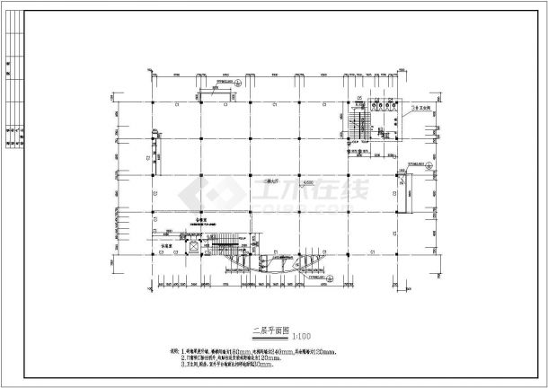 江苏省盐城市某高中食堂建筑设计图方案CAD图纸-图二