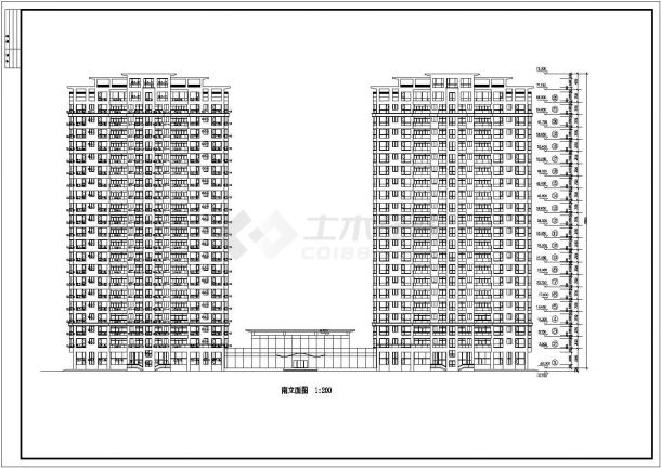 1.8万平米左右22层联排式商住楼平立剖面设计CAD图纸（底层商用）-图二