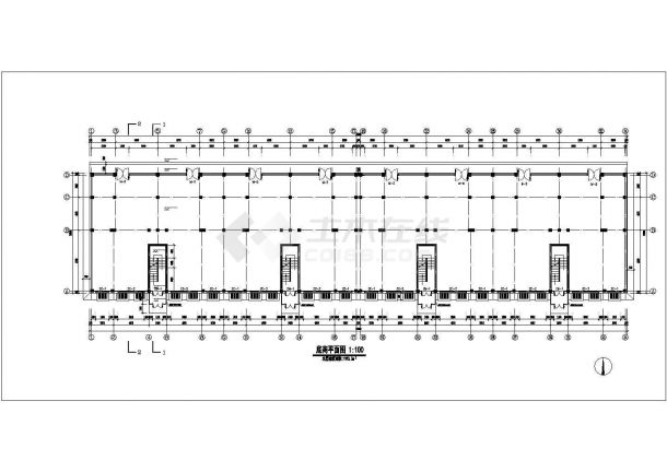 3800平米6+1层砖混结构商住楼平立剖面设计CAD图纸（底层商用）-图一