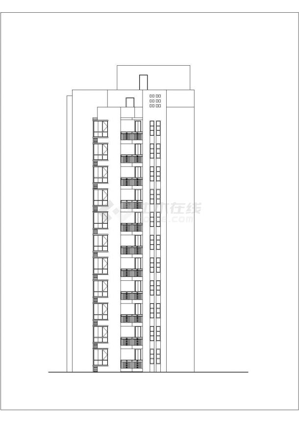 长沙市某小区9200平米11+1层框架结构住宅楼平立剖面设计CAD图纸-图二