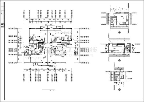 东莞某小区占地440平米7层框混结构住宅楼全套建筑设计CAD图纸-图二