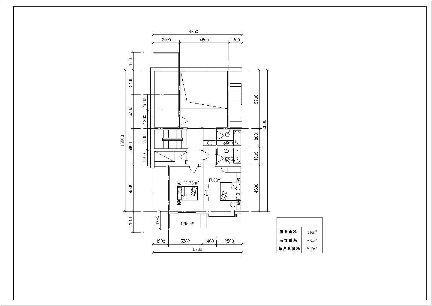 武汉市某居住区60-135平米的平面户型设计CAD图纸（共20张）