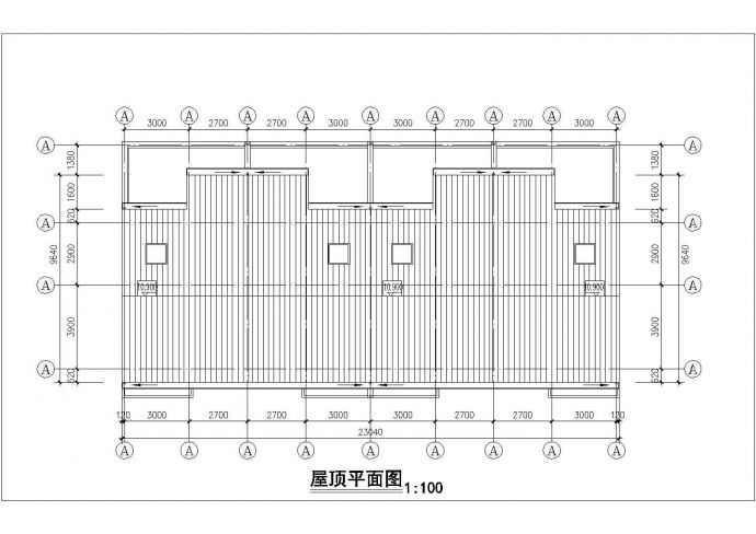 1300平米3层框架组合式别墅平立剖面设计CAD图纸（1楼4户/每户310平米）_图1