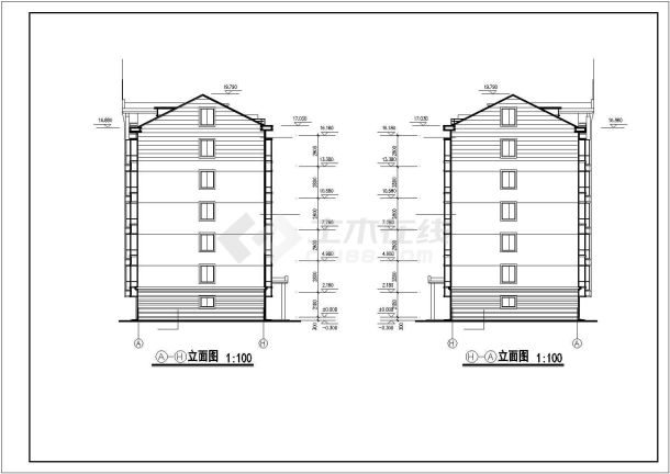 3300平米6+1层砖混结构住宅楼建筑设计CAD图纸（含阁楼层）-图一