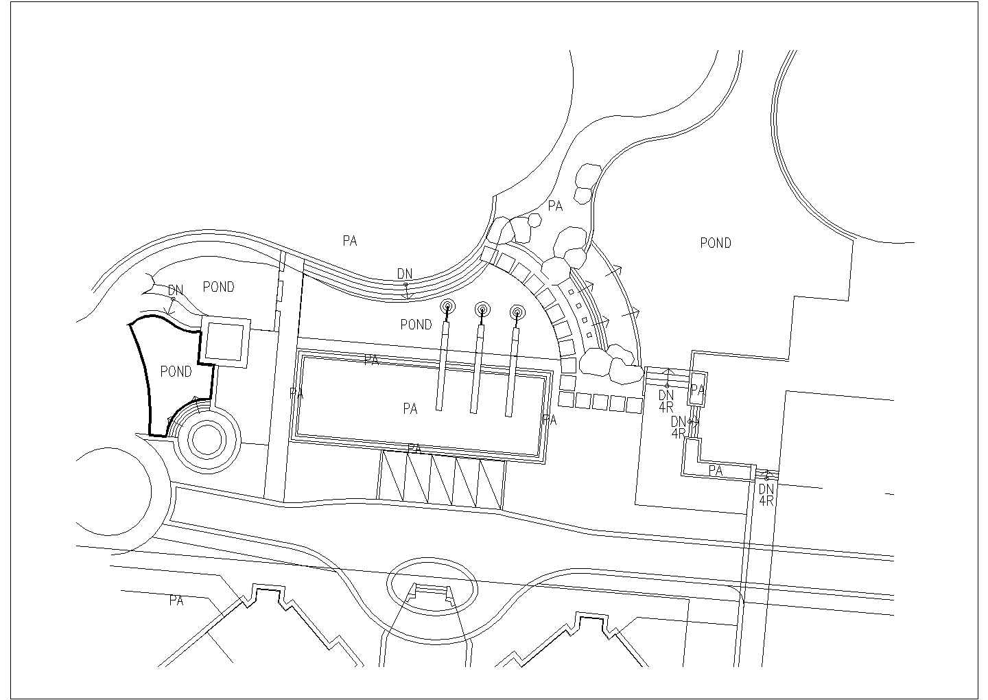 某景观园林广场内特色喷泉设计cad施工详图
