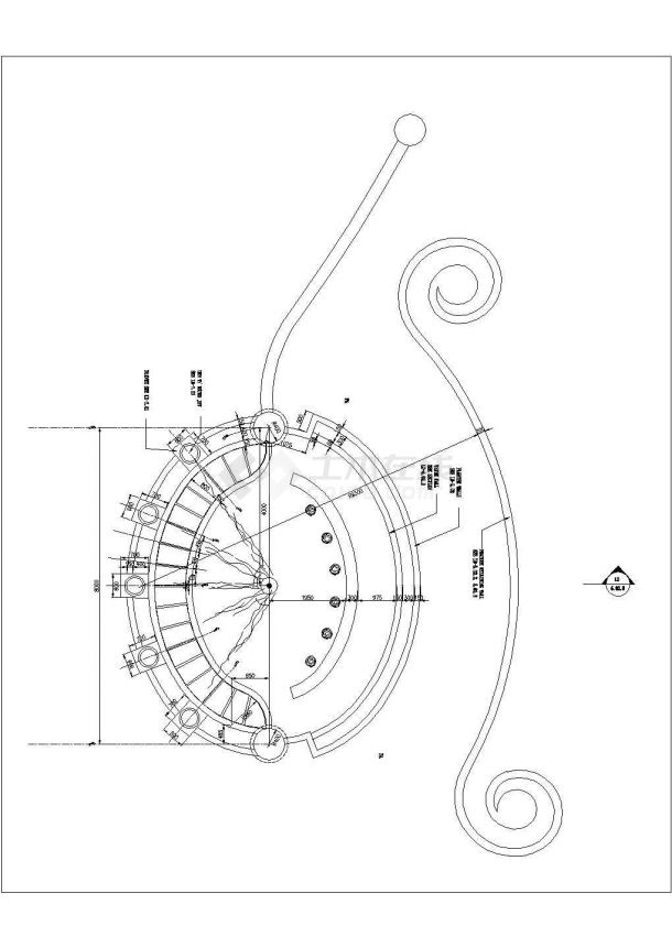 某休闲城市广场特色喷水池设计cad施工详图（英文标注）-图二