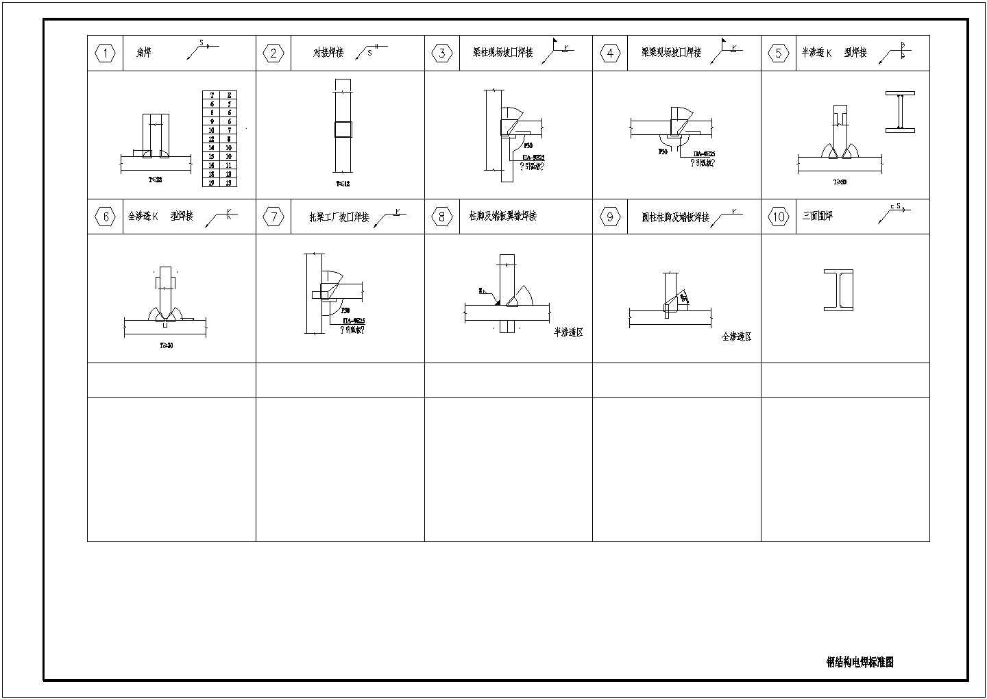 三层厂房钢结构框架CAD施工图纸