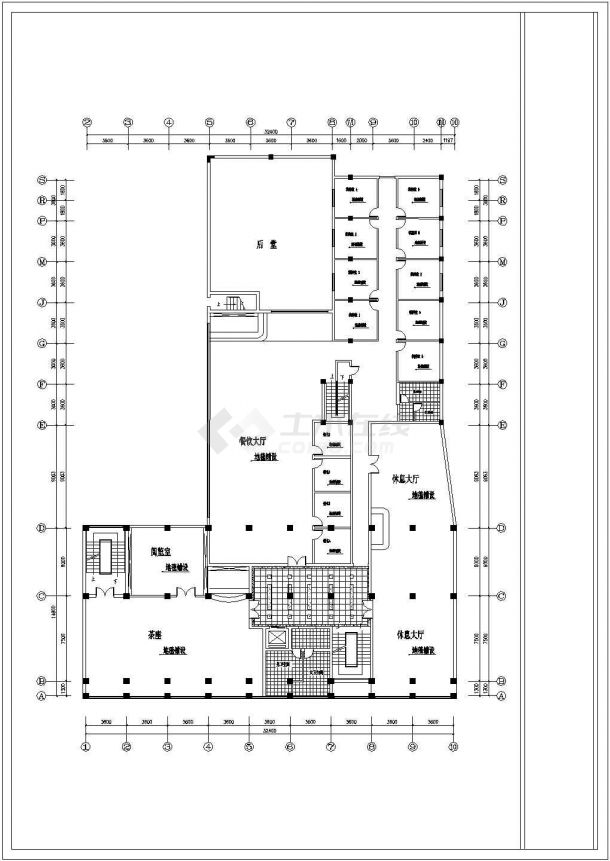 某地区休闲中心建筑CAD平面布置参考图-图一