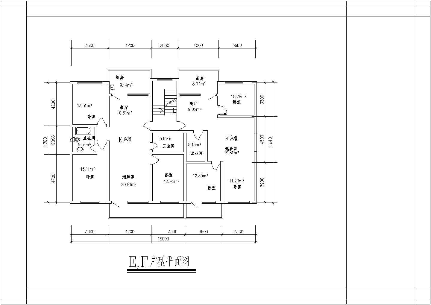 典型建筑面积120至140平米的户型住宅设计cad建筑平面方案图