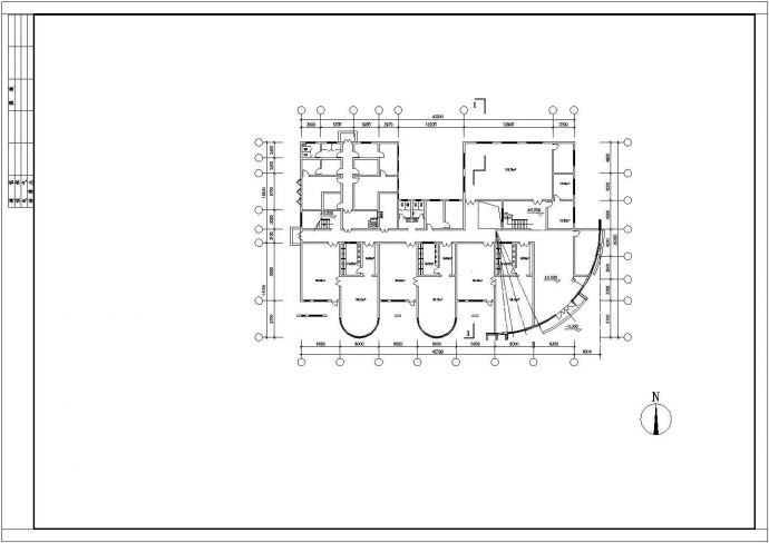 二层幼儿园教学楼6班设计施工cad图纸，共三张_图1