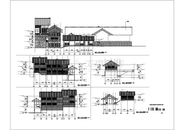 遵义市某社区760平米3层框架结构休闲综合楼建筑CAD设计图纸-图一