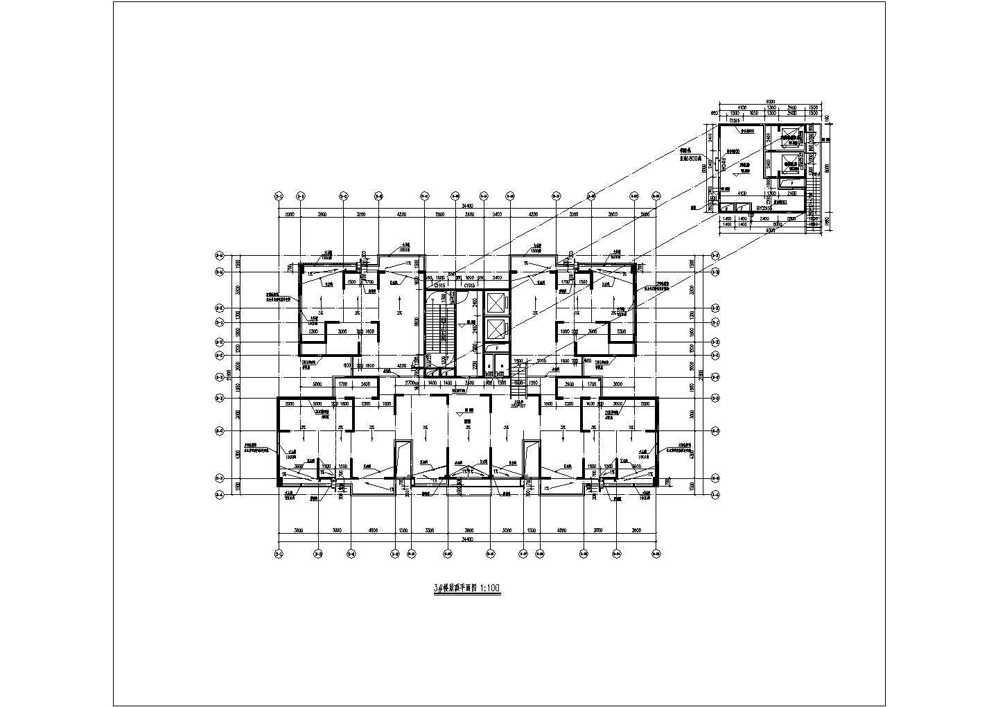 2.4万平米28层框剪结构商住楼平立剖面CAD设计图纸（1-2层商用/2套方案）