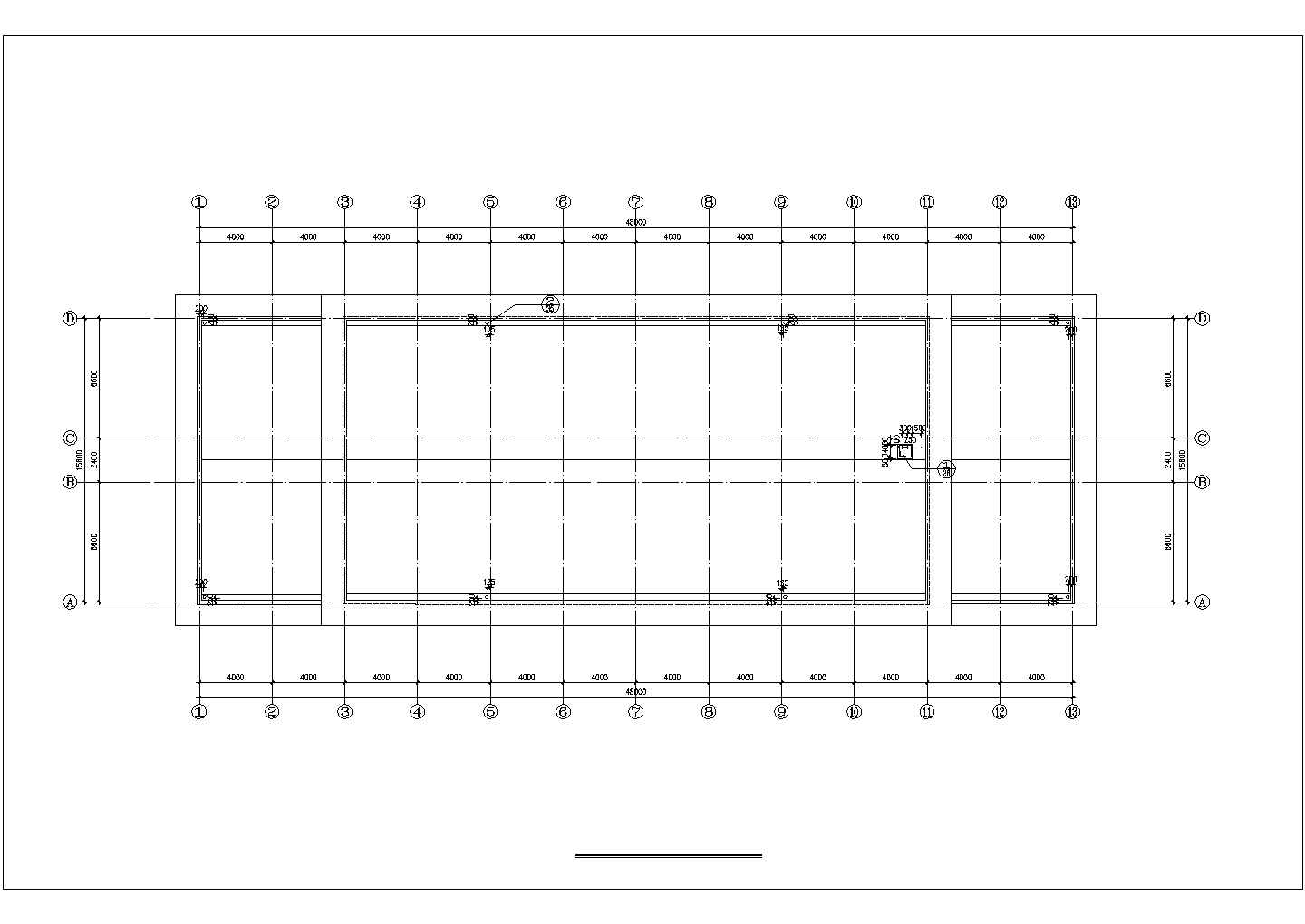 1300平米左右2层框架结构休闲餐厅平立剖面设计CAD图纸