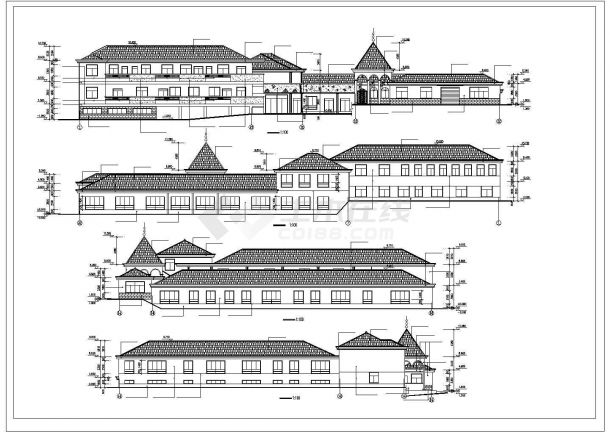 2567平方米二层幼儿园教学楼规划设计施工cad图，共八张-图一