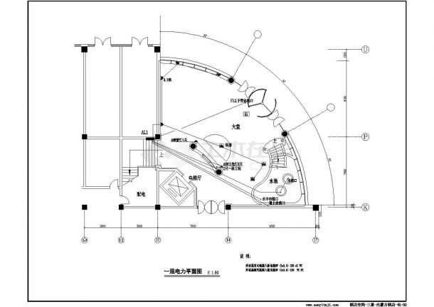 呼和浩特市某临街2层框架结构商务酒店平面电气系统设计CAD图纸-图二