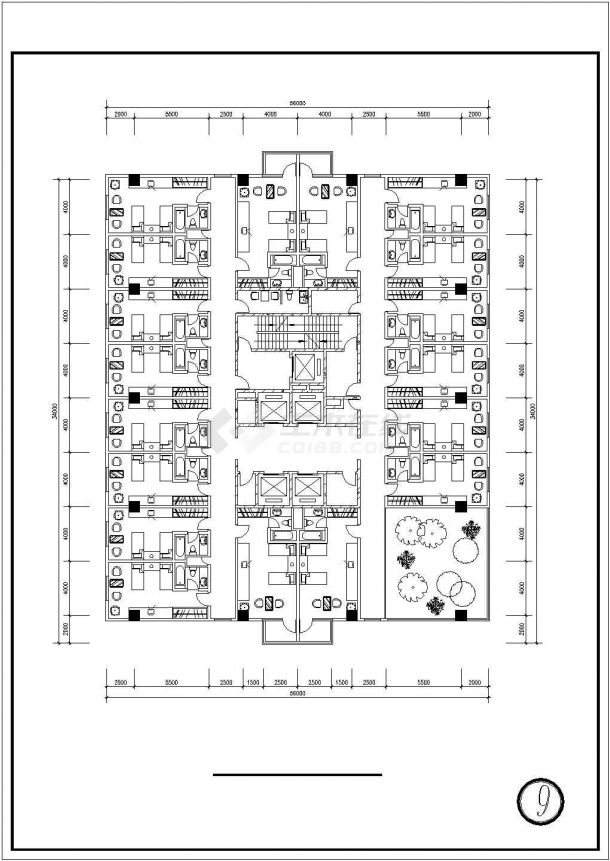合肥市某商圈22层框架结构商务大酒店建筑设计CAD图纸（含机房层）-图一