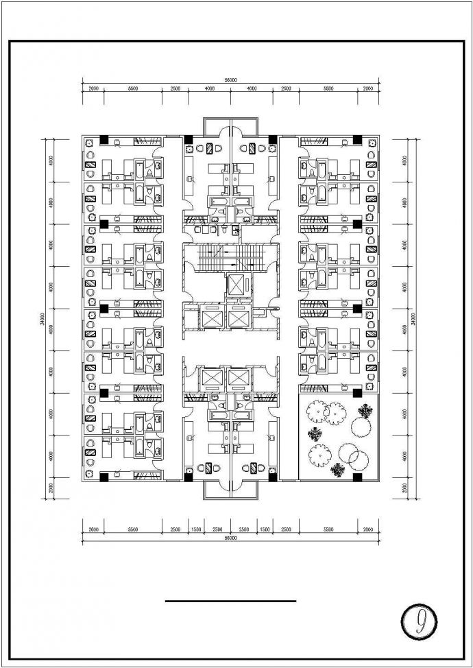 合肥市某商圈22层框架结构商务大酒店建筑设计CAD图纸（含机房层）_图1