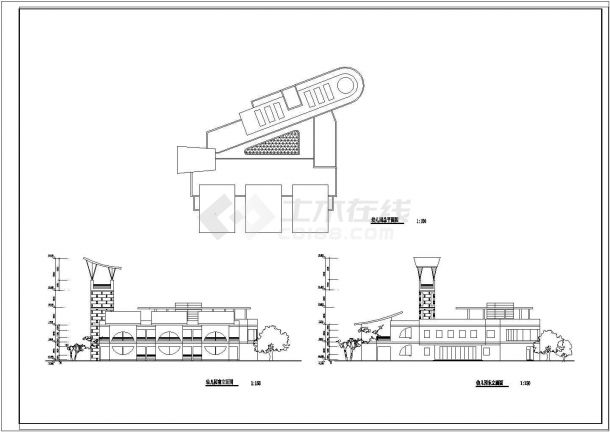 陕西幼儿园二层教学楼规划设计建筑施工cad图，共二张-图二