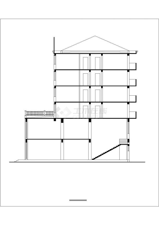 4200平米6+1层框混结构商住楼平立剖面设计CAD图纸（1-2层商用）-图一