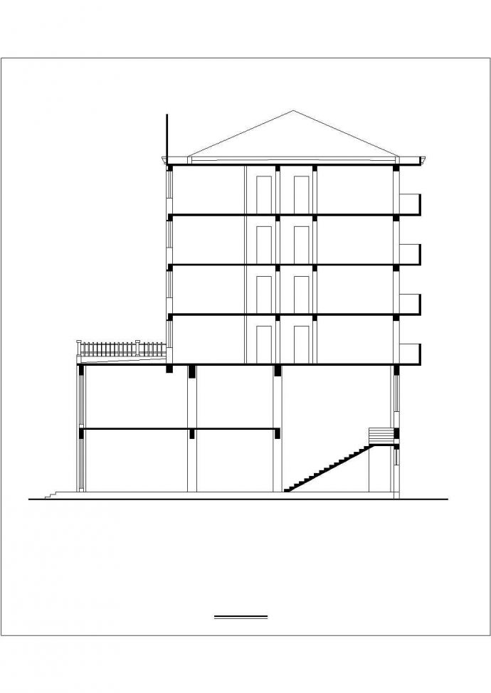 4200平米6+1层框混结构商住楼平立剖面设计CAD图纸（1-2层商用）_图1