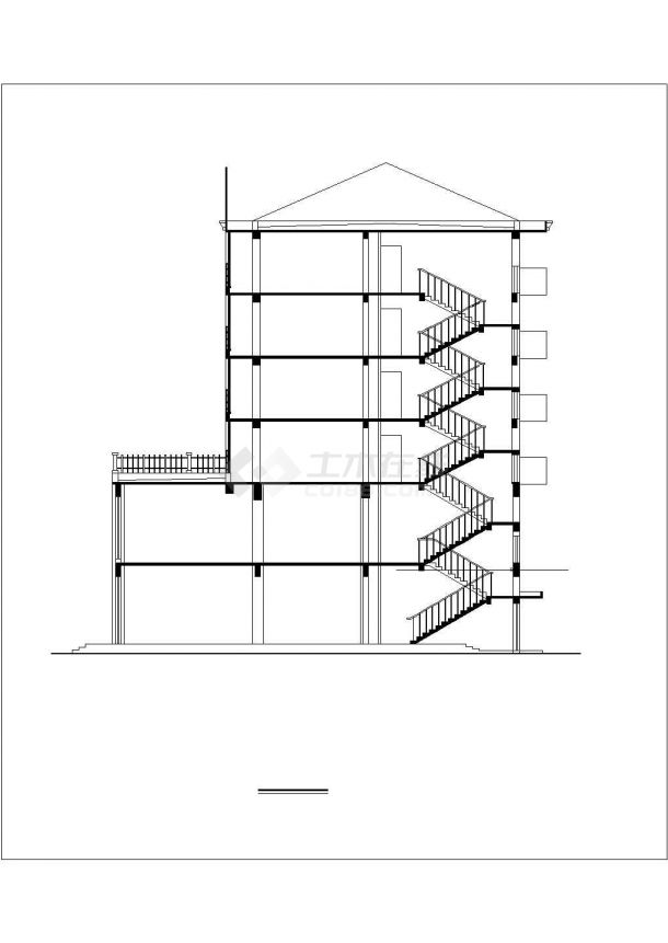 4200平米6+1层框混结构商住楼平立剖面设计CAD图纸（1-2层商用）-图二