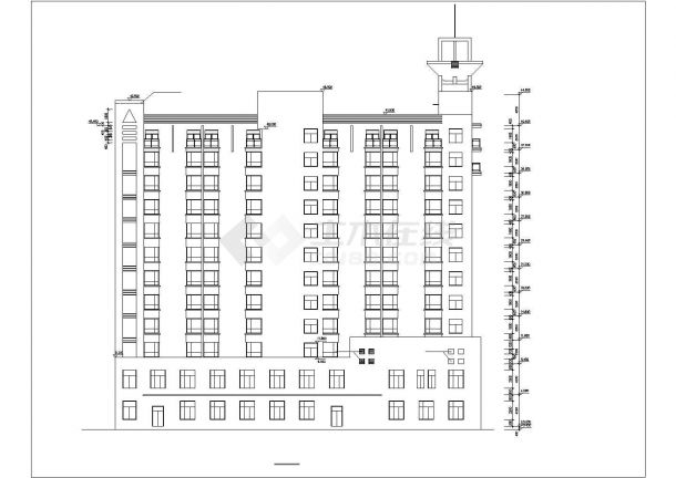 哈尔滨市绵河路某12层框架结构四星级大酒店全套建筑设计CAD图纸-图一