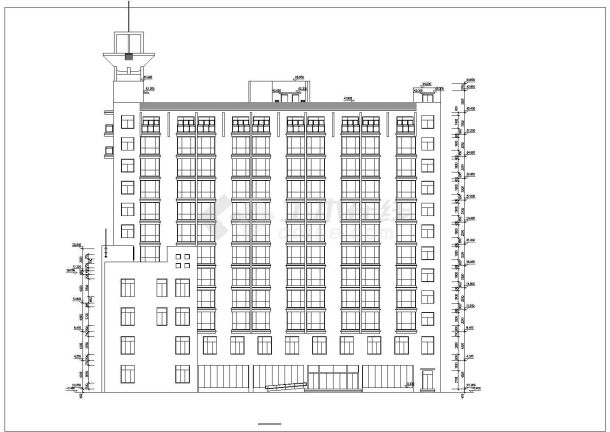 哈尔滨市绵河路某12层框架结构四星级大酒店全套建筑设计CAD图纸-图二