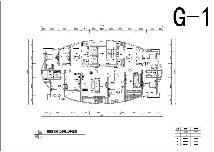 衡水市某小区住宅楼的标准层平面设计CAD图纸（9张）_图1
