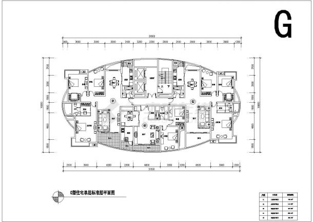 衡水市某小区住宅楼的标准层平面设计CAD图纸（9张）-图二