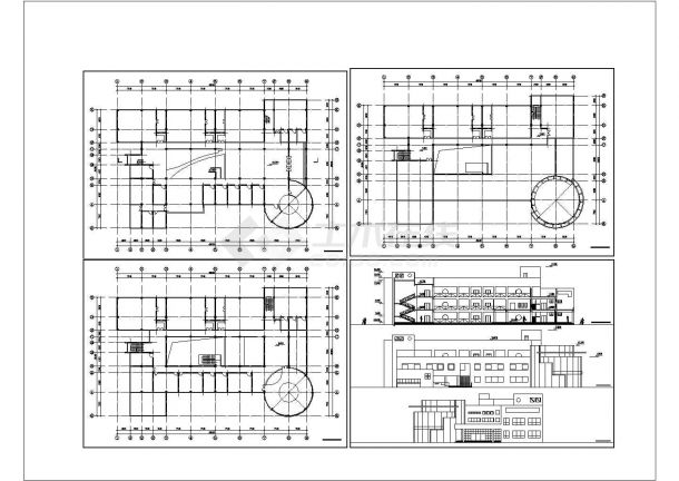 小树苗幼儿园三层教学楼建筑设计施工cad图，共四张-图一