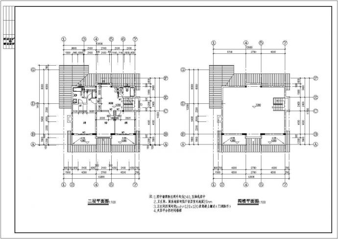 春天花园小区二层带阁楼层框架结构别墅设计cad全套建筑施工图（含设计说明，含结构设计）_图1