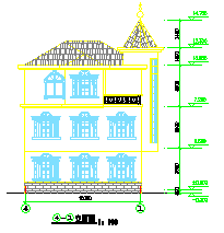 农村三层别墅建筑cad施工设计图