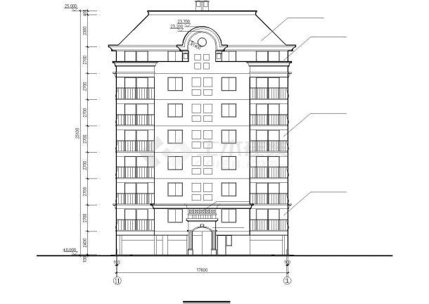 1100平米8+1层框混住宅楼平立剖面设计CAD图纸（含架空层和阁楼层）-图一