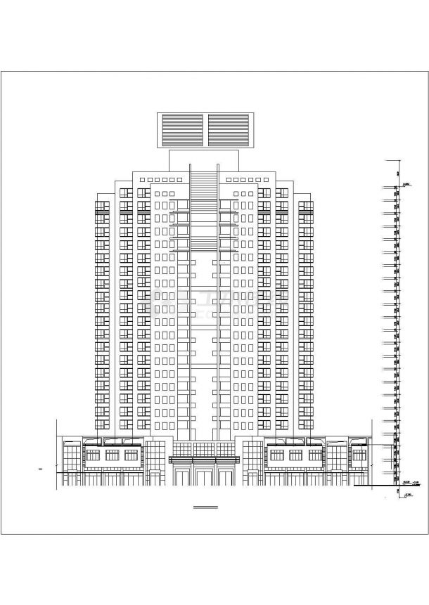 重庆市某小区23+1层框架结构商住楼平立面设计CAD图纸（1-4层商用）-图二