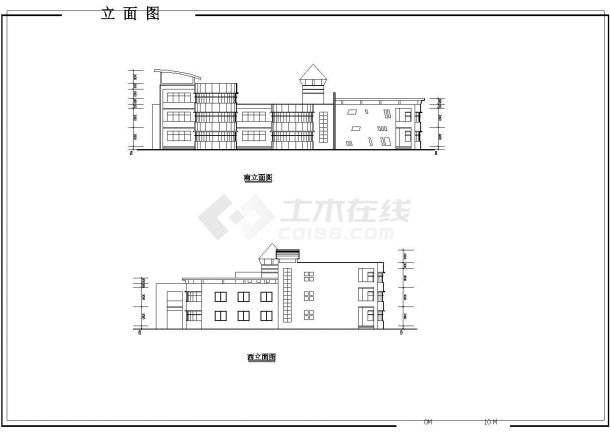 1413平方米三层幼儿园教学楼规划设计施工cad图，共七张-图二