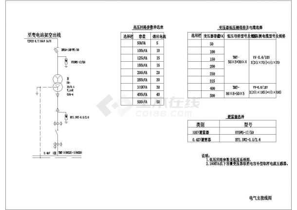 经典露天变电所标准设计cad详细电气施工图-图一