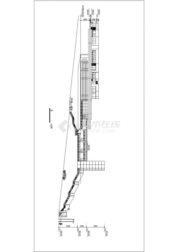 扬州市某新建小区750平米单层框架结构售楼中心平立剖面设计CAD图纸-图一
