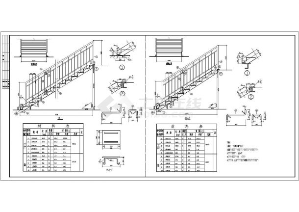 钢结构走廊楼梯建筑结构施工设计图-图二