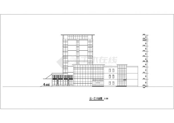 佛山市某商业街9层框架结构三星级酒店立剖面设计CAD图纸（含地下一层）-图一